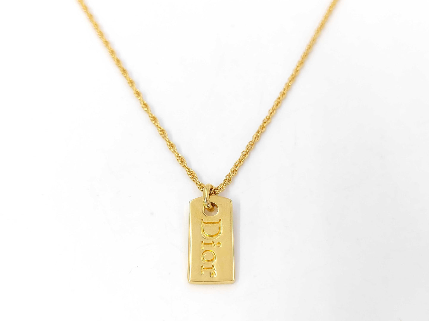 Dior logo plate necklace