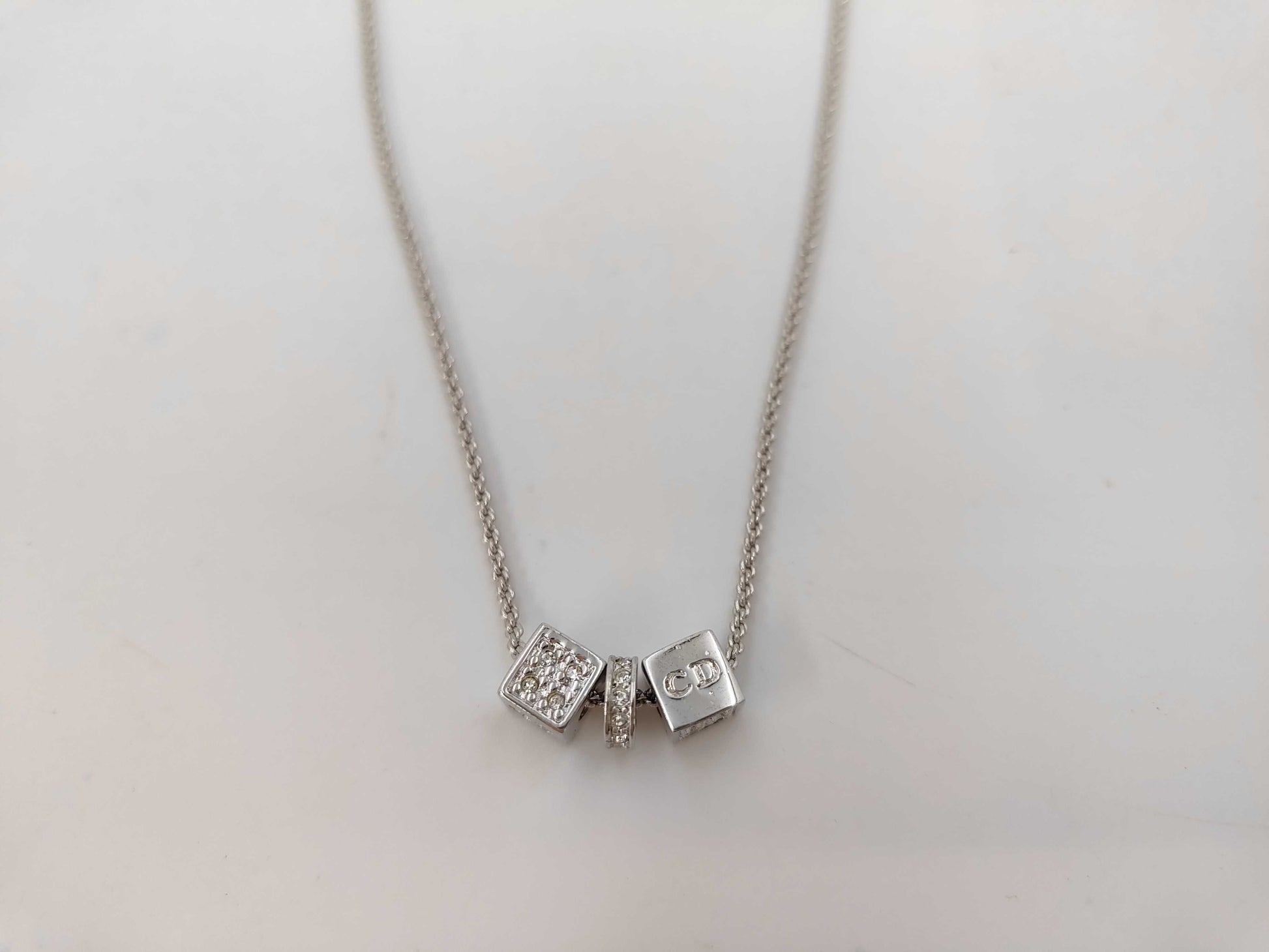Dior CD logo rhinestone necklace