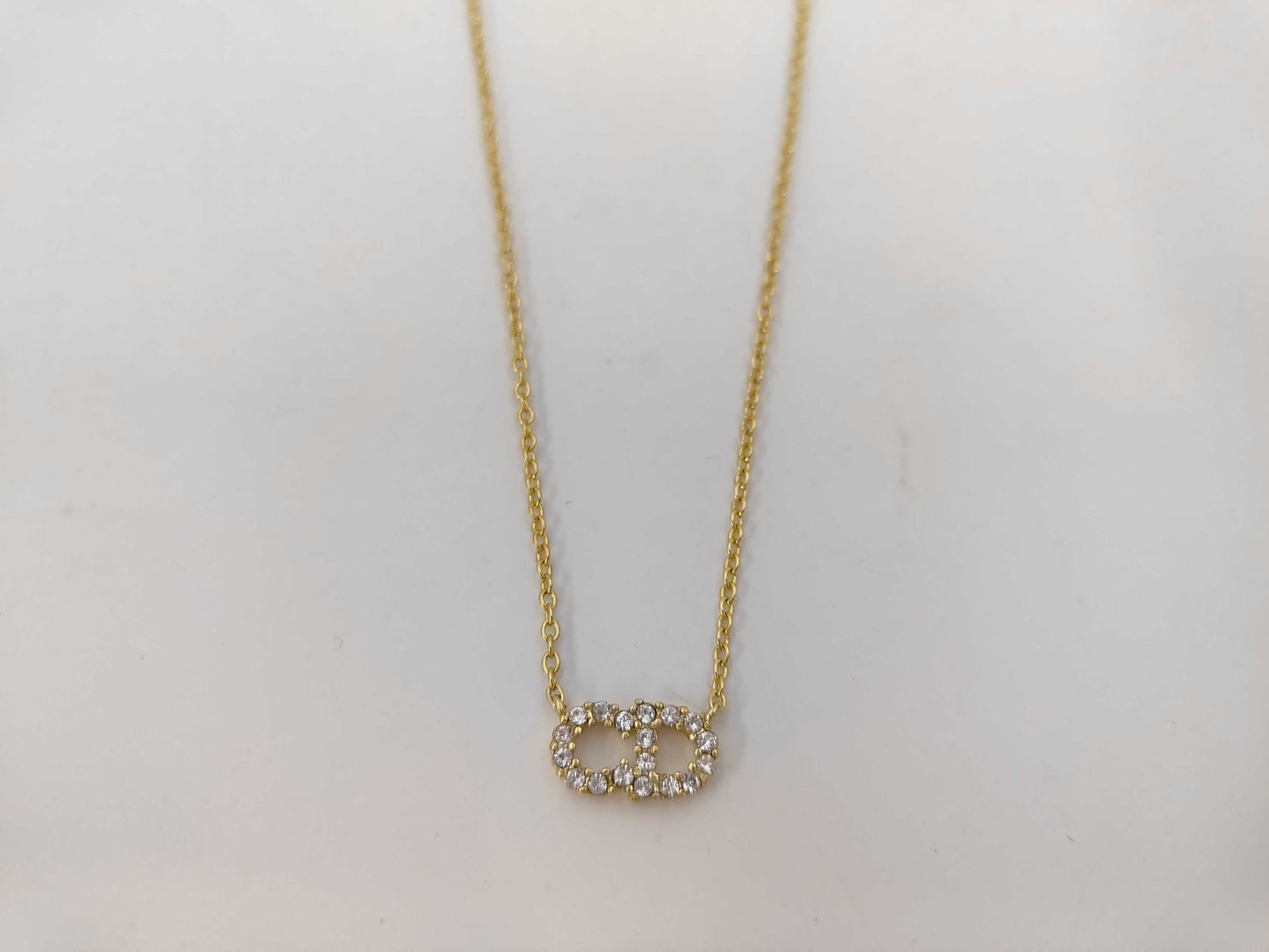 Dior CD logo rhinestone necklace