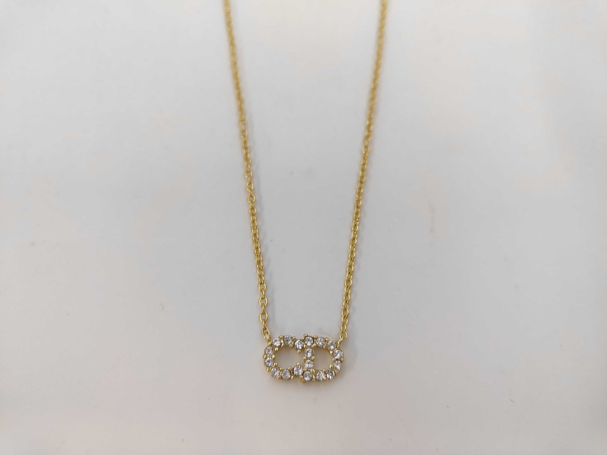 Dior CD logo rhinestone necklace