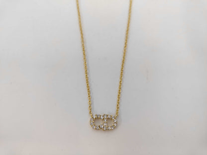 Dior CD logo rhinestone necklace
