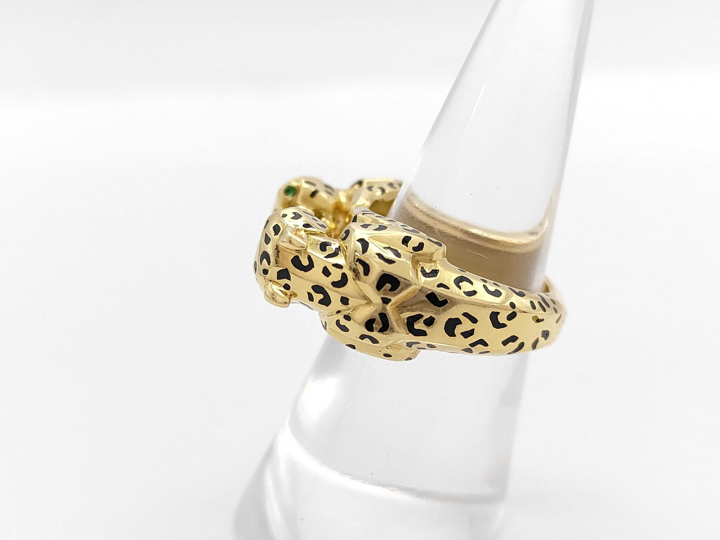 Cartier Panthère 2-Head Naira #53 Colored Stone Lacquer Yellow Gold 750 16.4g Ring 