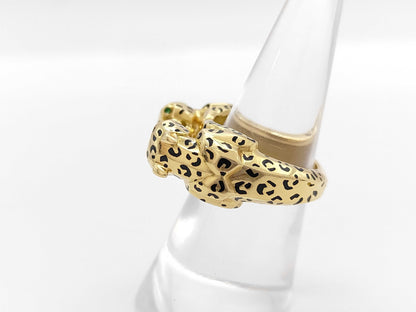 Cartier Panthère 2-Head Naira #53 Colored Stone Lacquer Yellow Gold 750 16.4g Ring 