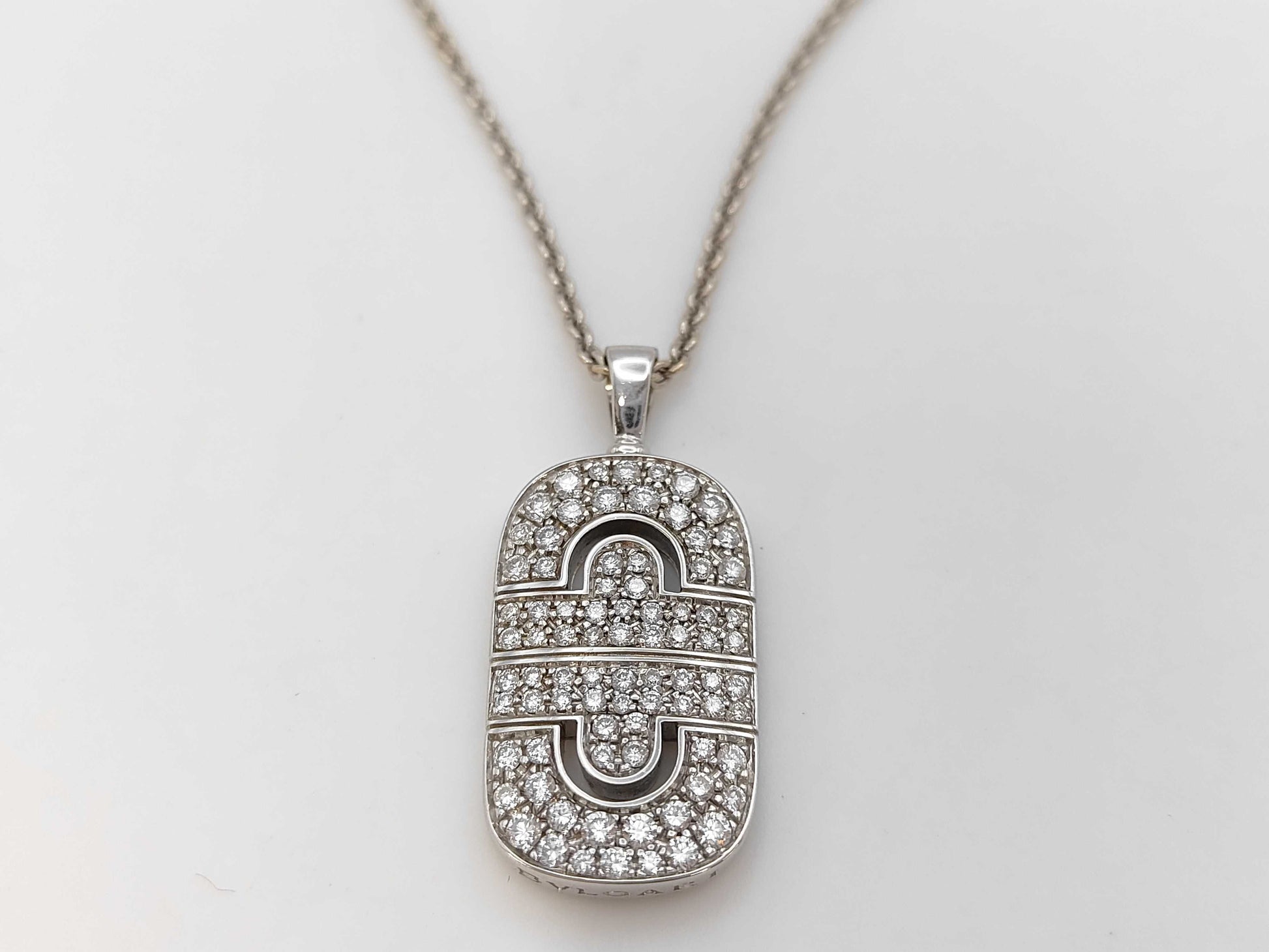 BVLGARI Parentesi Diamond Necklace in 750 White Gold, 14.6g 
