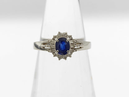 Colored Stone 0.39ct D0.16ct Pt900 2.8g Ring 