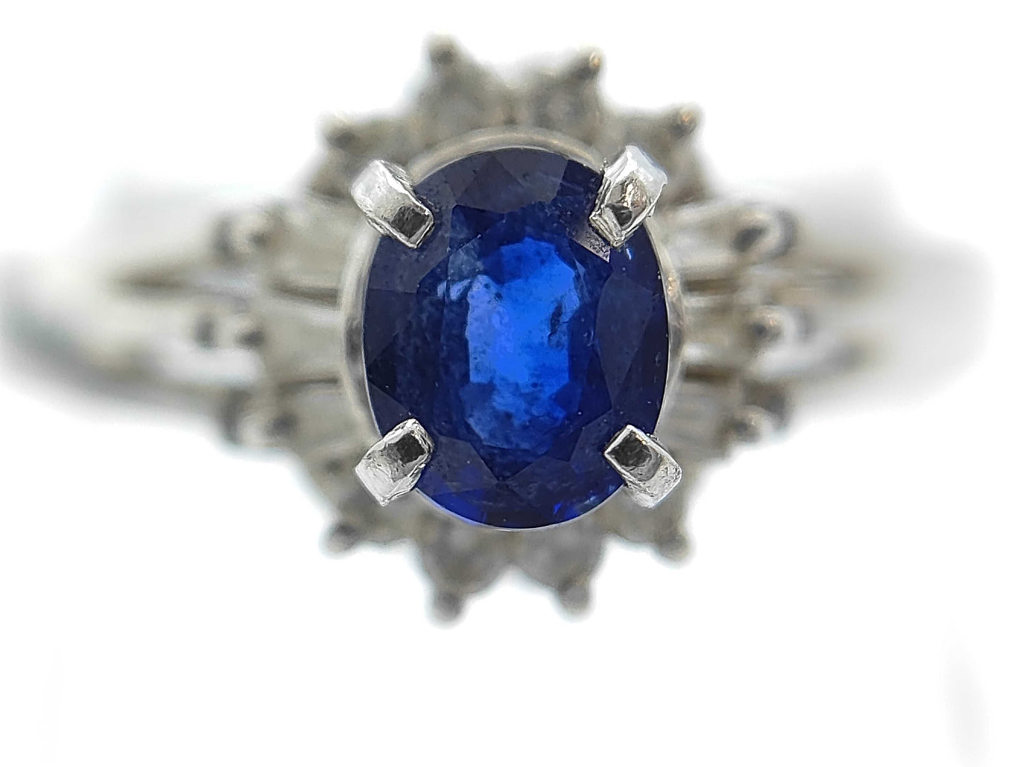 Colored Stone 0.39ct D0.16ct Pt900 2.8g Ring 