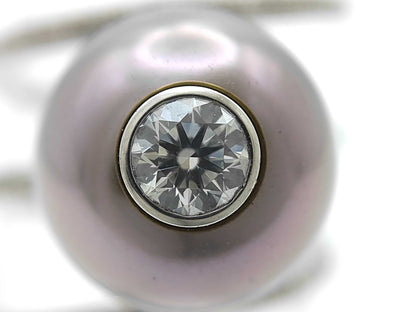 Pearl, diameter approximately 12.1mm, D0.318ct, F0.20ct, Pt900, 9.6g, Ring 