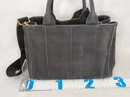 PRADA Prada 2-Way Canapa Canvas Shoulder Bag in Black NERO