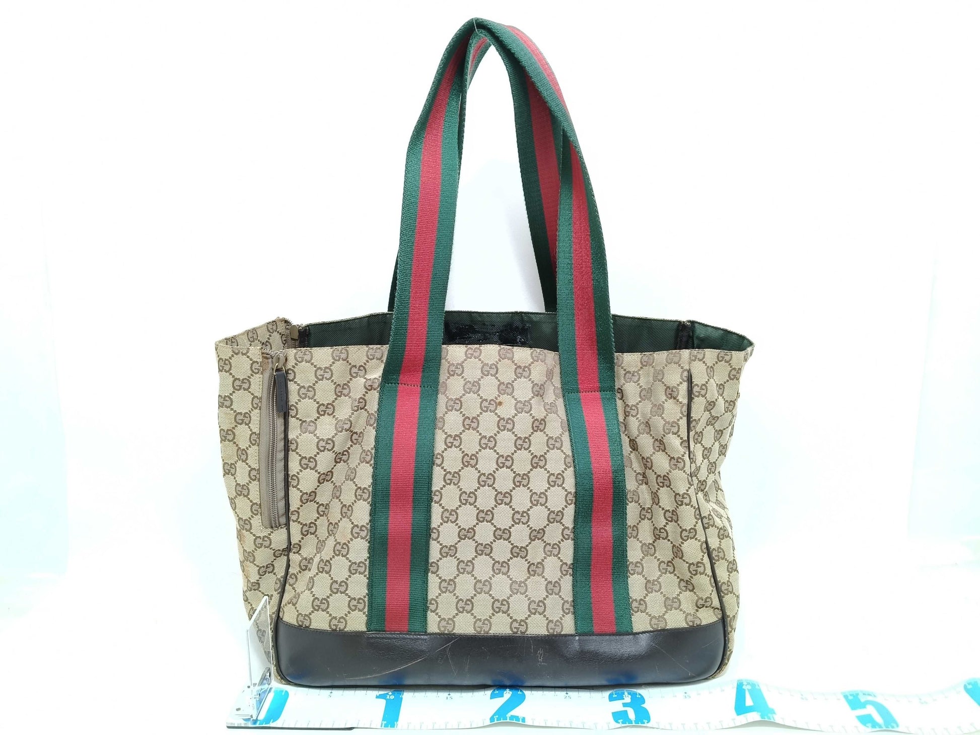 GUCCI Webbing Gucci Sherry Line GG Canvas Tote Bag
