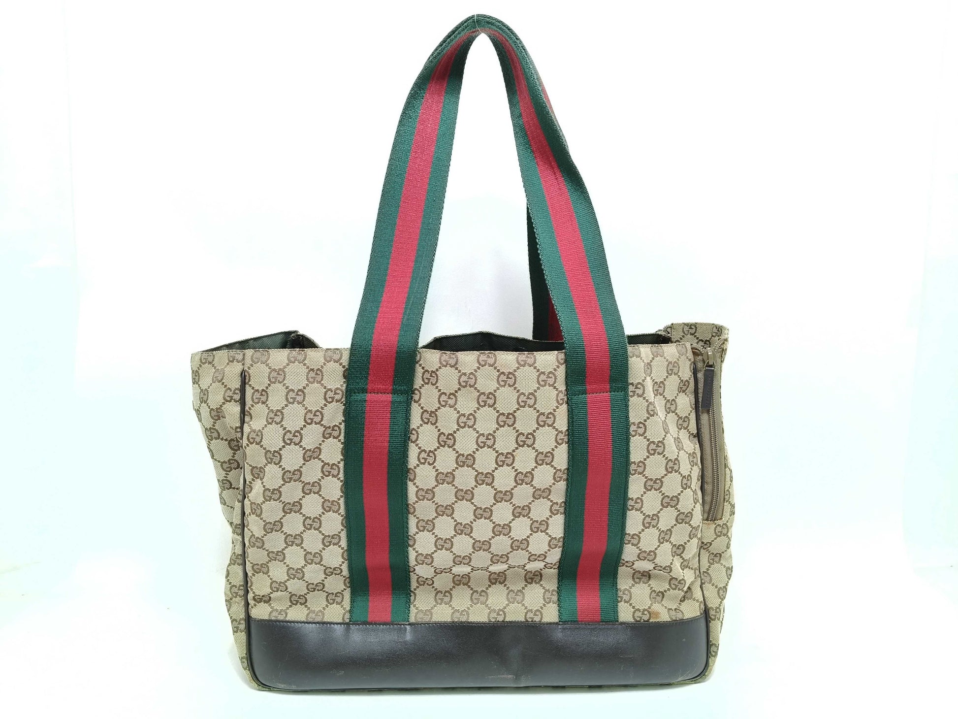 GUCCI Webbing Gucci Sherry Line GG Canvas Tote Bag