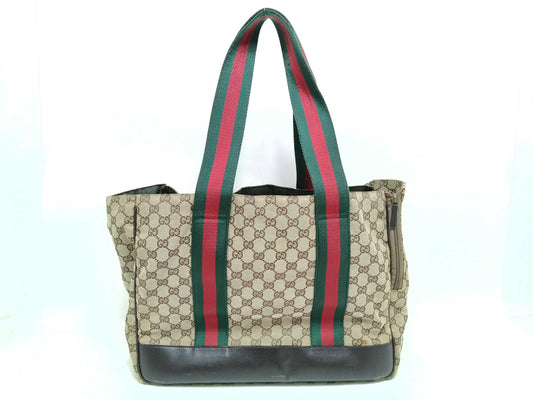 GUCCI Webbing Gucci Sherry Line GG Canvas Tote Bag