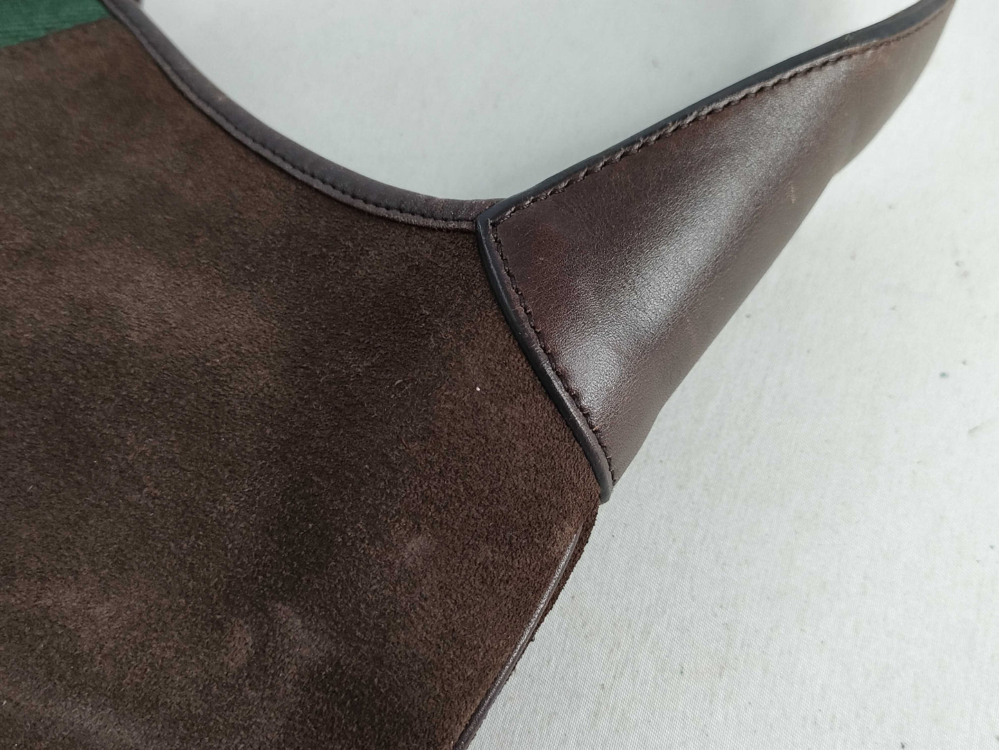 GUCCI Jackie Shoulder Bag with Shelly Line Hardware, Brown Suede, 00963 Shoulder Bag