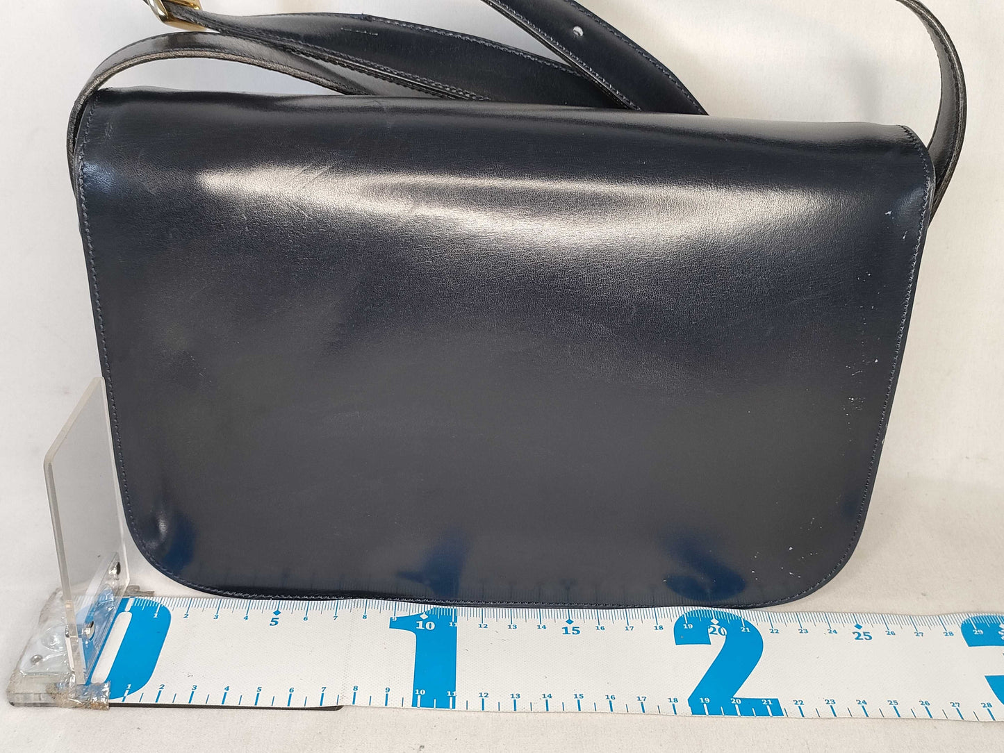 CELINE 3-way Horsebit Leather Shoulder Bag in Navy