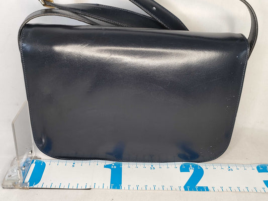 CELINE 3-way Horsebit Leather Shoulder Bag in Navy