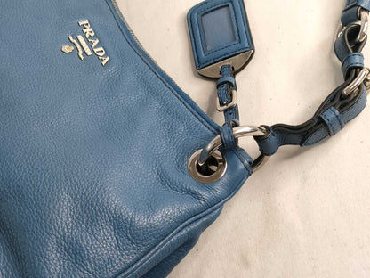 PRADA Prada Shoulder Bag Leather Blue Shoulder Bag
