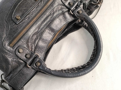 BALENCIAGA The First Leather Handbag with Mirror, Black, 103028