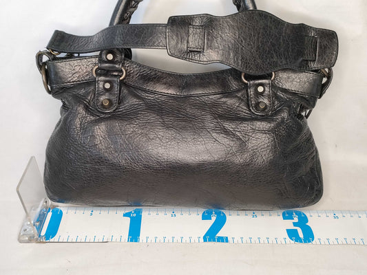 BALENCIAGA The First Leather Handbag with Mirror, Black, 103028