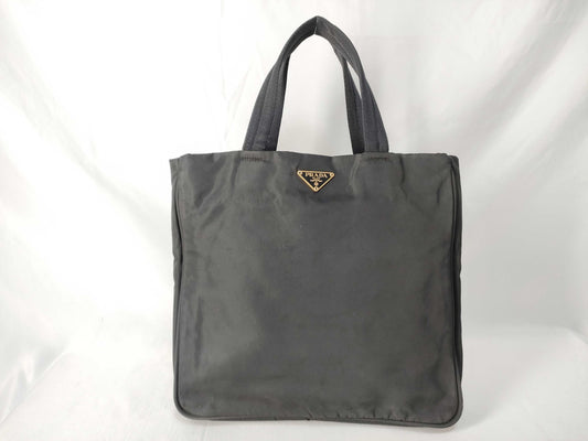PRADA Prada Handbag Black Nylon Gold Logo Handbag