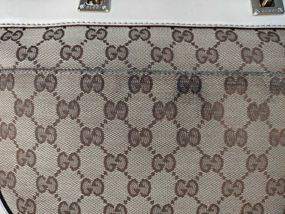 GUCCI GUCCI Tote Bag GG Canvas White Leather Tote Bag