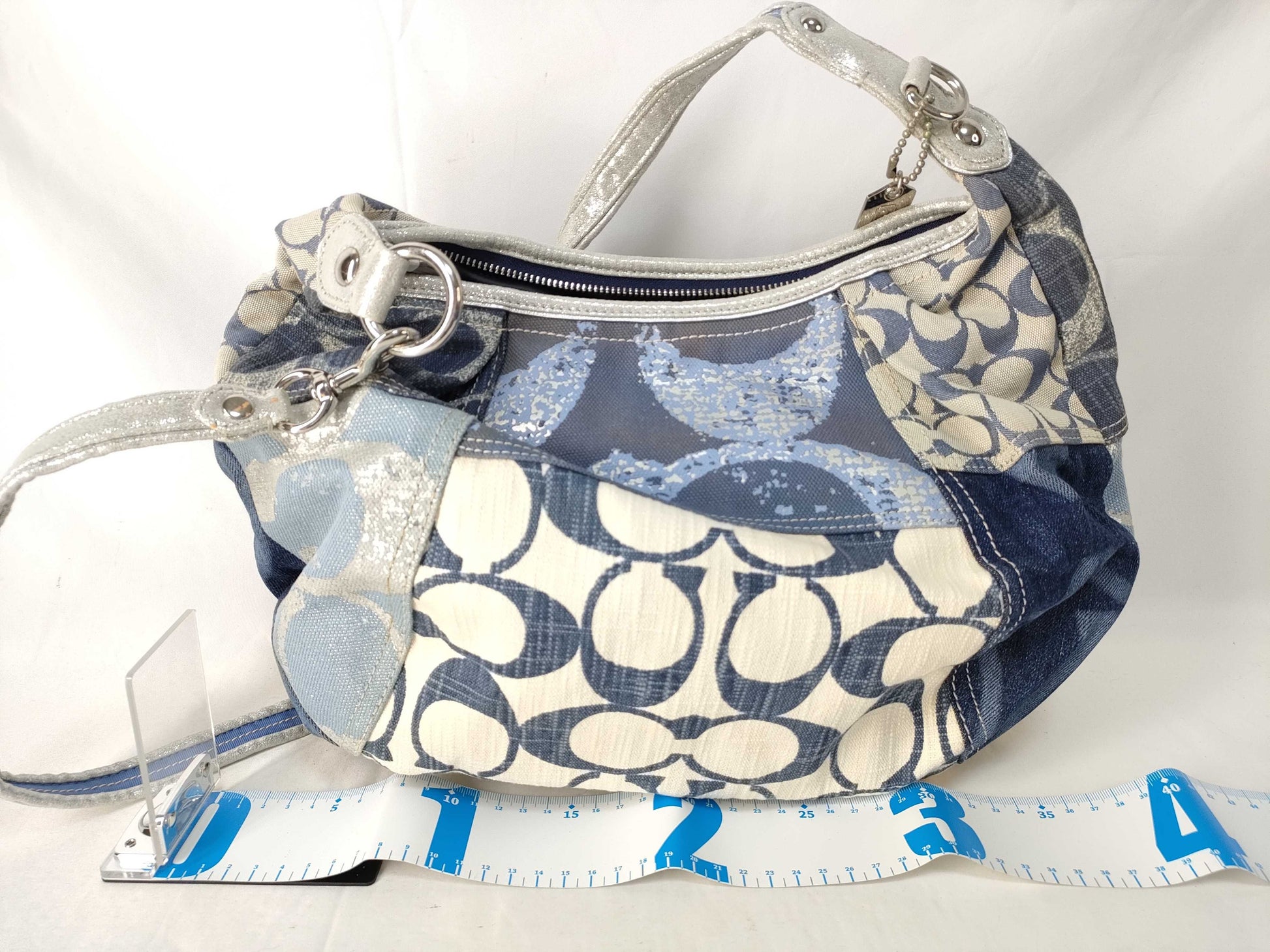 COACH COACH Poppy Shoulder Bag Patchwork Denim Shoulder Bag