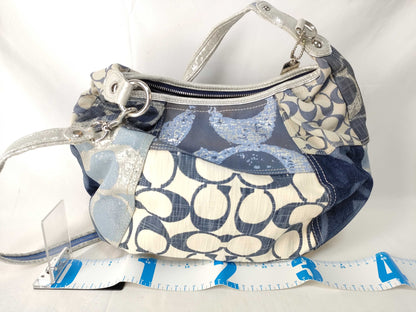 COACH COACH Poppy Shoulder Bag Patchwork Denim Shoulder Bag