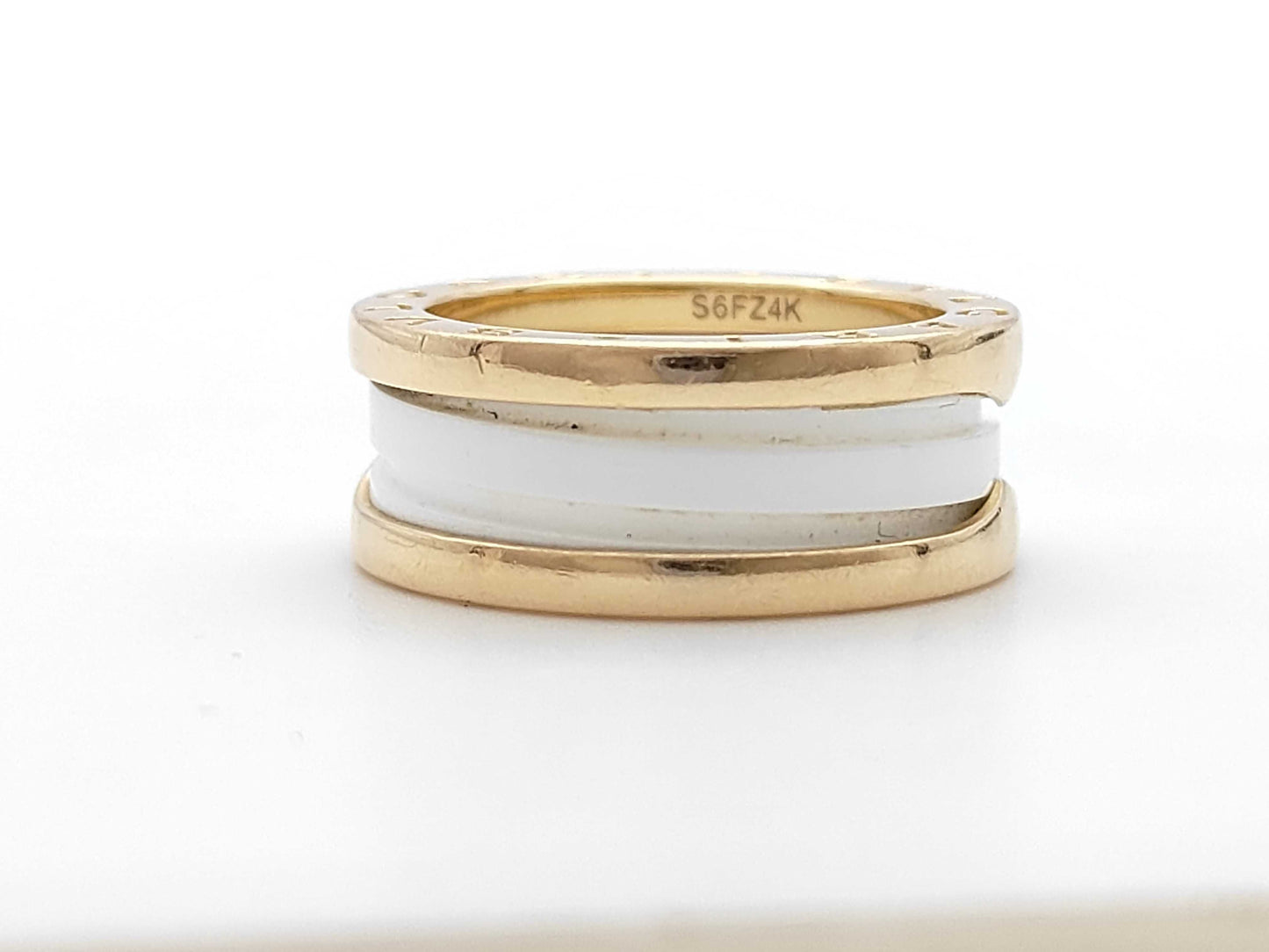 BVLGARI B.zero1 #52 White Ceramic PG Au750 7.6g Ring 