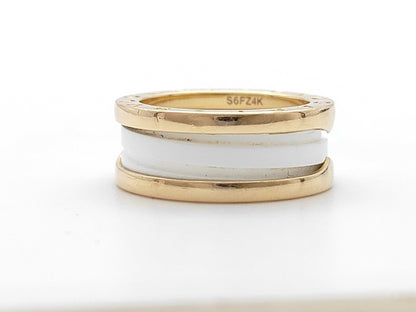 BVLGARI B.zero1 #52 White Ceramic PG Au750 7.6g Ring 