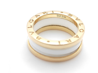BVLGARI B.zero1 #52 White Ceramic PG Au750 7.6g Ring 