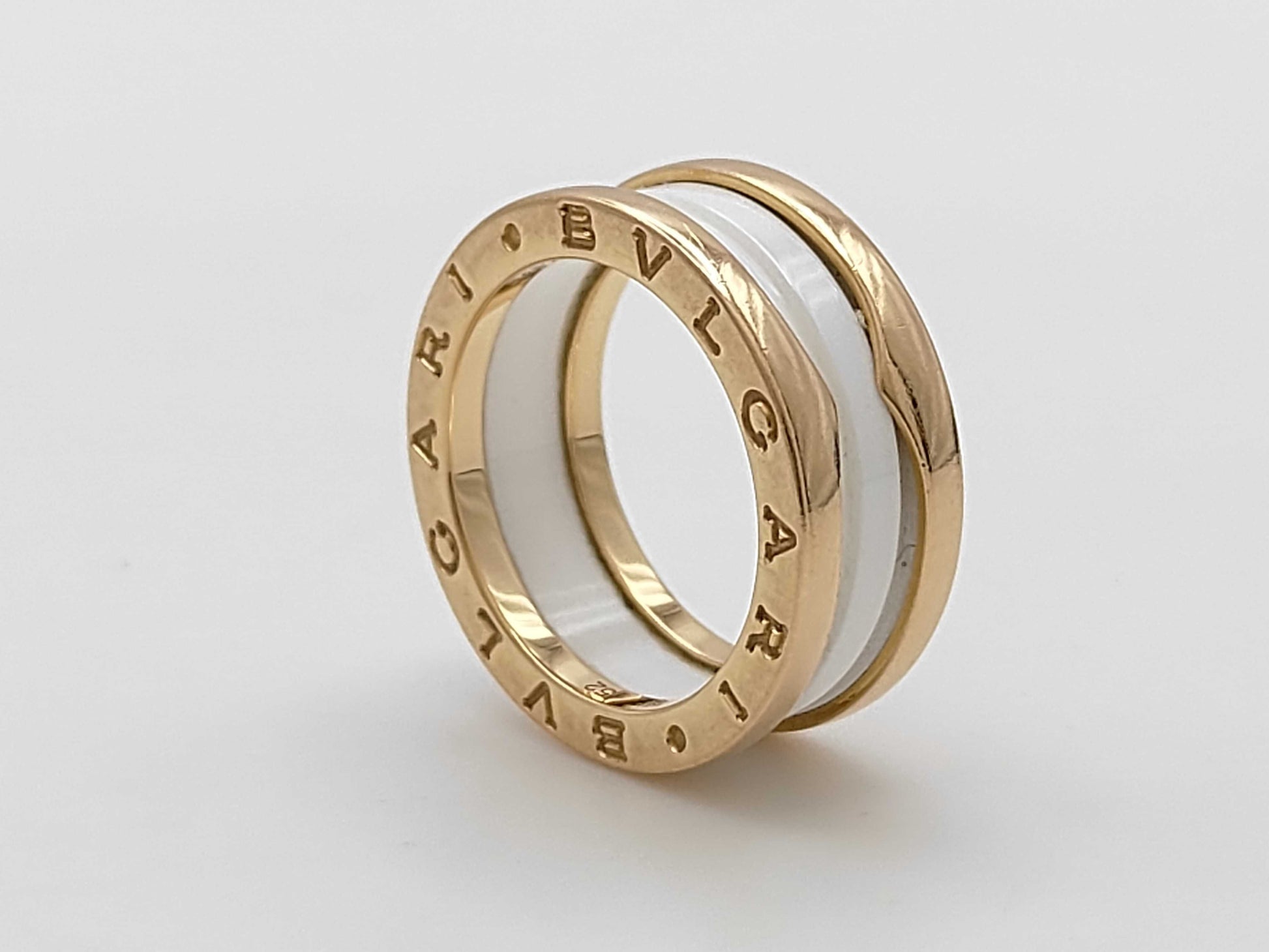 BVLGARI B.zero1 #52 White Ceramic PG Au750 7.6g Ring 