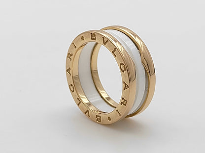 BVLGARI B.zero1 #52 White Ceramic PG Au750 7.6g Ring 