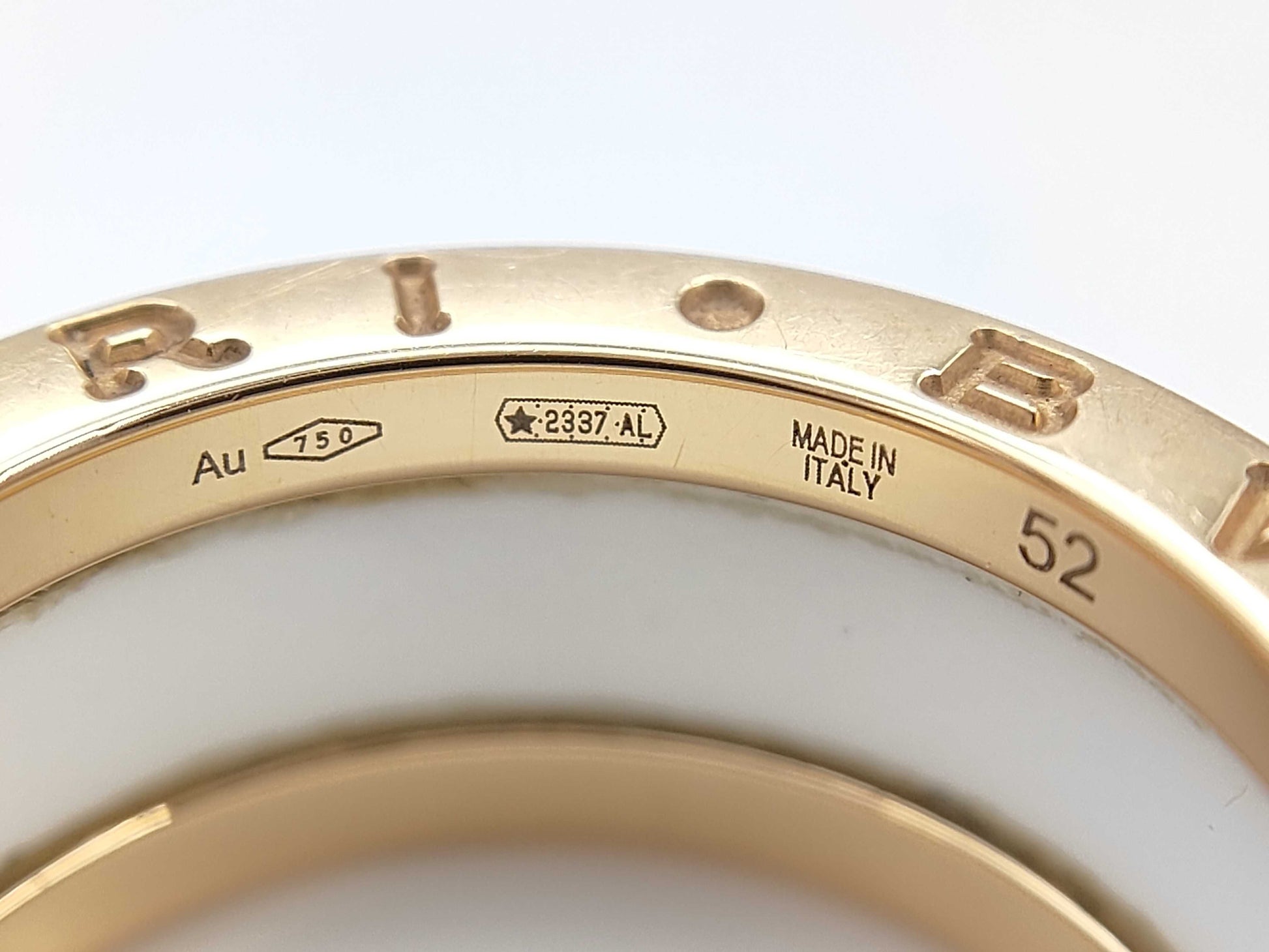 BVLGARI B.zero1 #52 White Ceramic PG Au750 7.6g Ring 