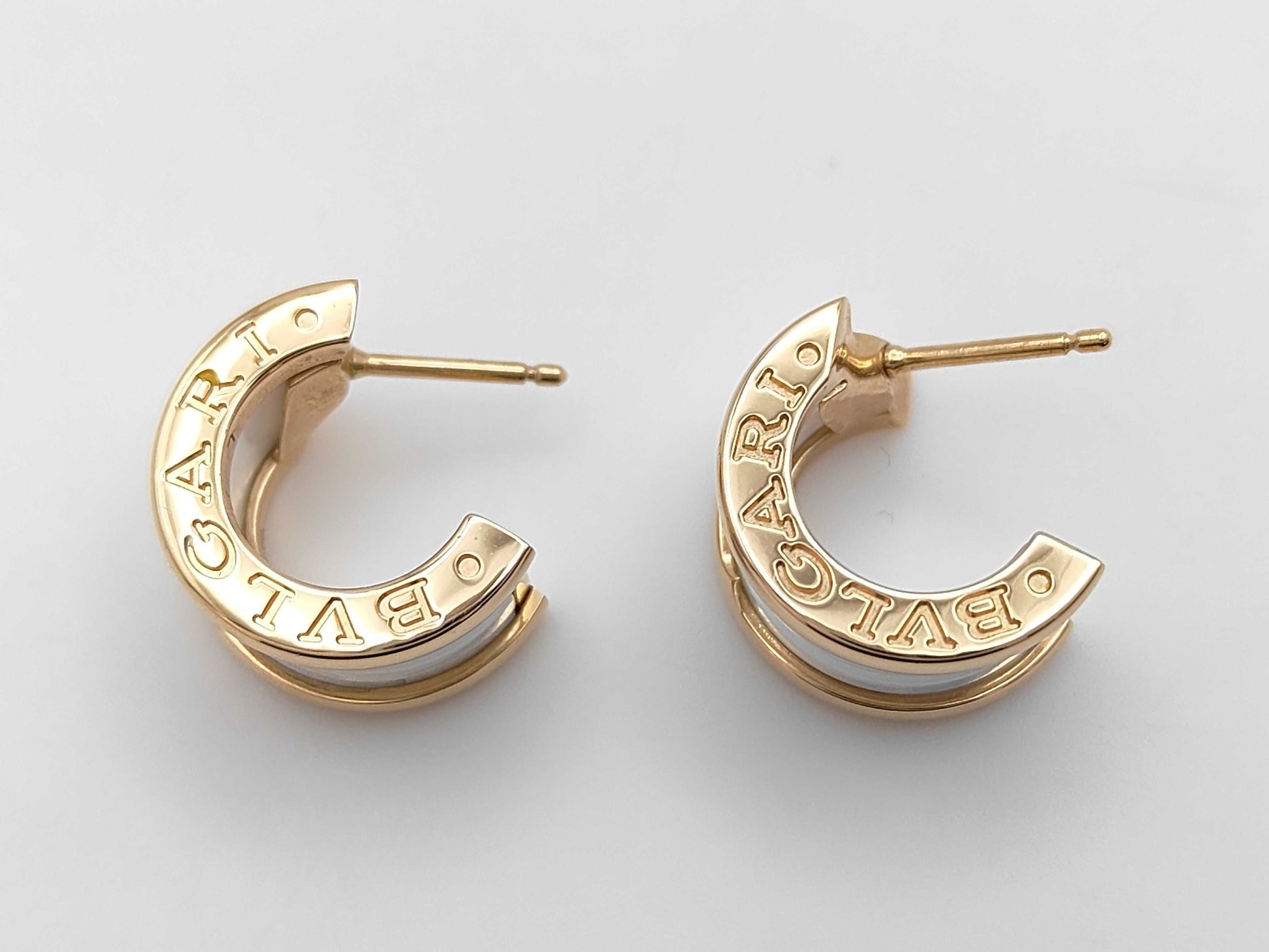 BVLGARI B.zero1 White Cera Au750 8.6g Earrings 
