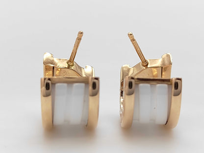 BVLGARI B.zero1 White Cera Au750 8.6g Earrings 