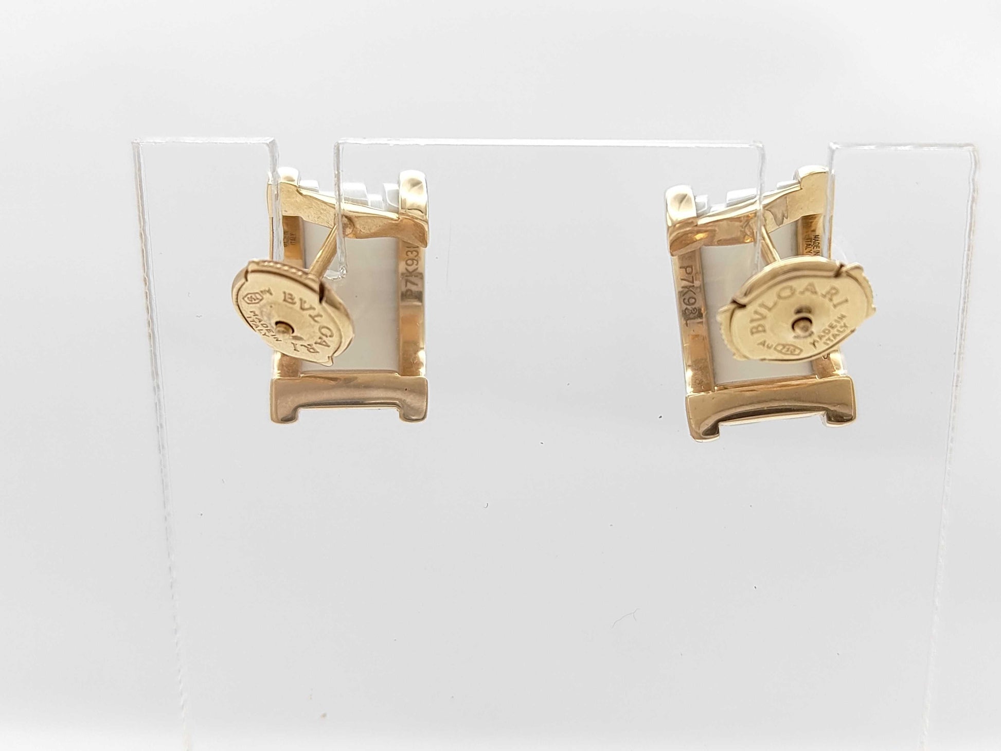 BVLGARI B.zero1 White Cera Au750 8.6g Earrings 
