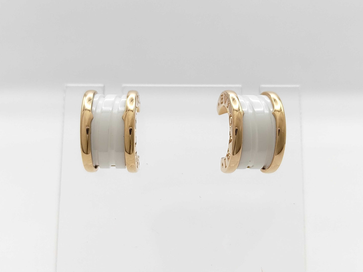 BVLGARI B.zero1 White Cera Au750 8.6g Earrings 