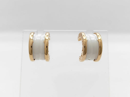 BVLGARI B.zero1 White Cera Au750 8.6g Earrings 