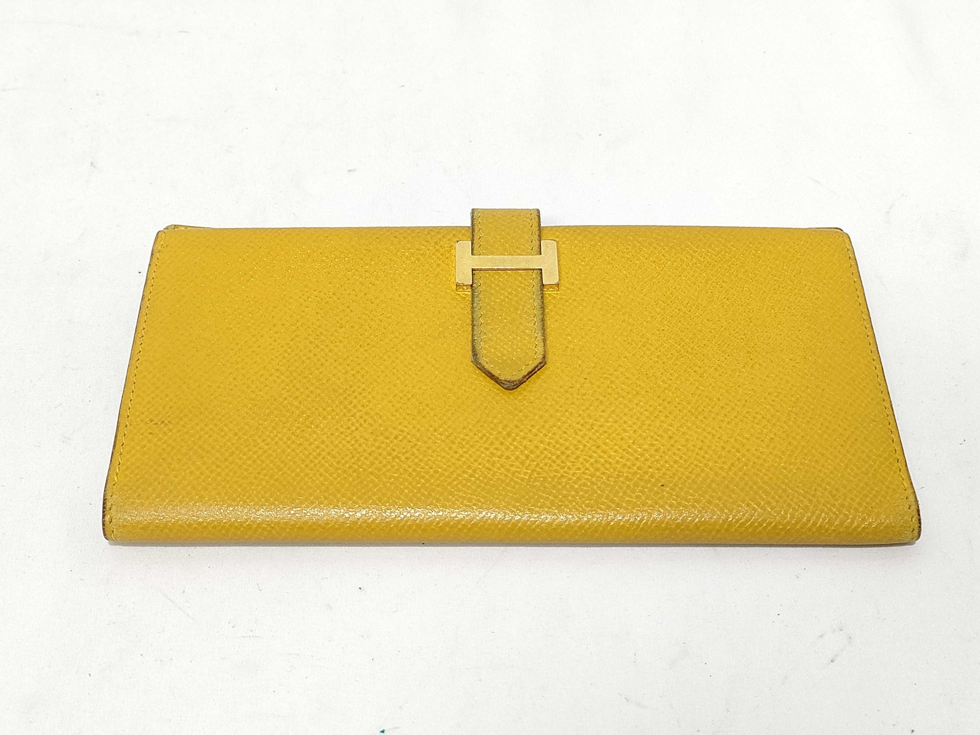 HERMES Bearn Soufflet Wallet Yellow Gold Hardware Wallet