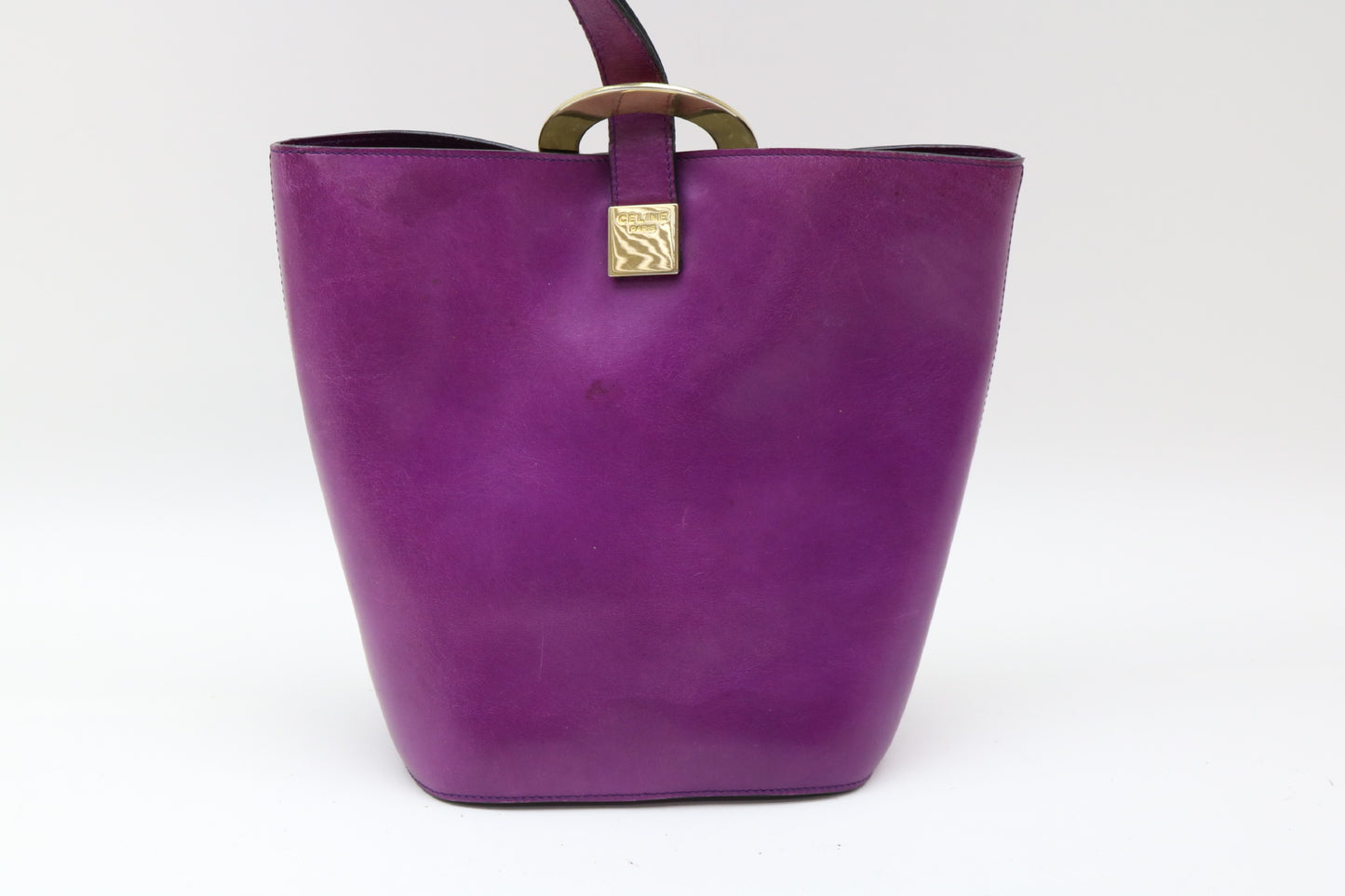 CELINE Circle Hardware Leather Shoulder Bag