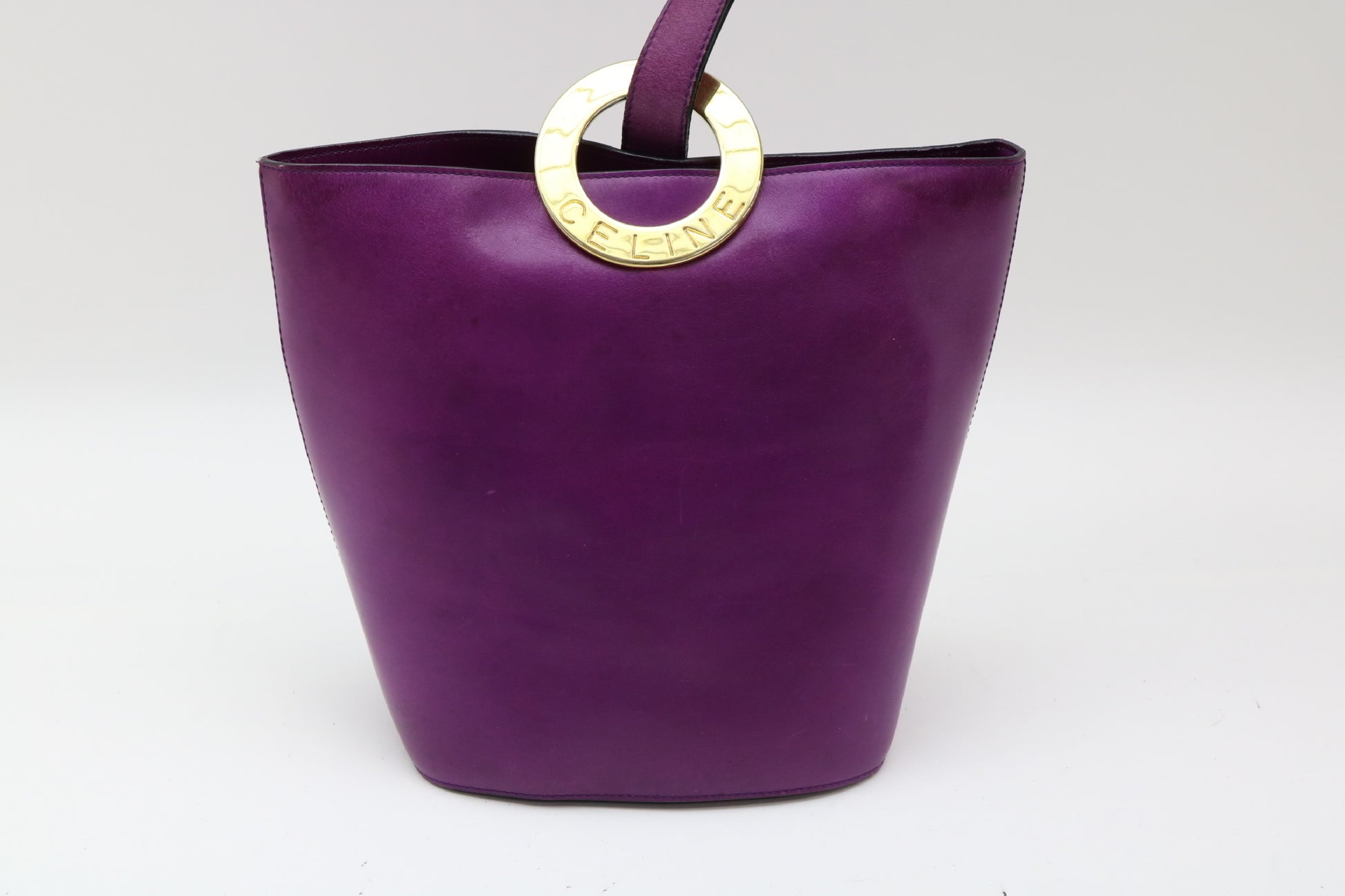 CELINE Circle Hardware Leather Shoulder Bag