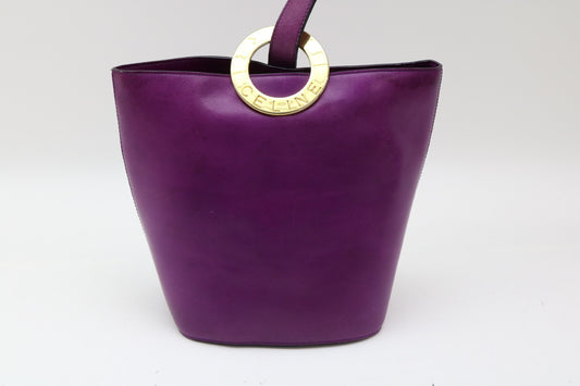 CELINE Circle Hardware Leather Shoulder Bag