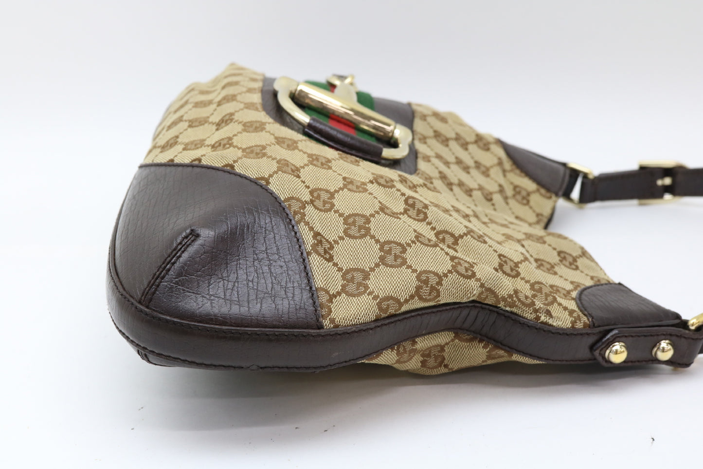 GUCCI GG Canvas Sherry Horsebit Shoulder Bag