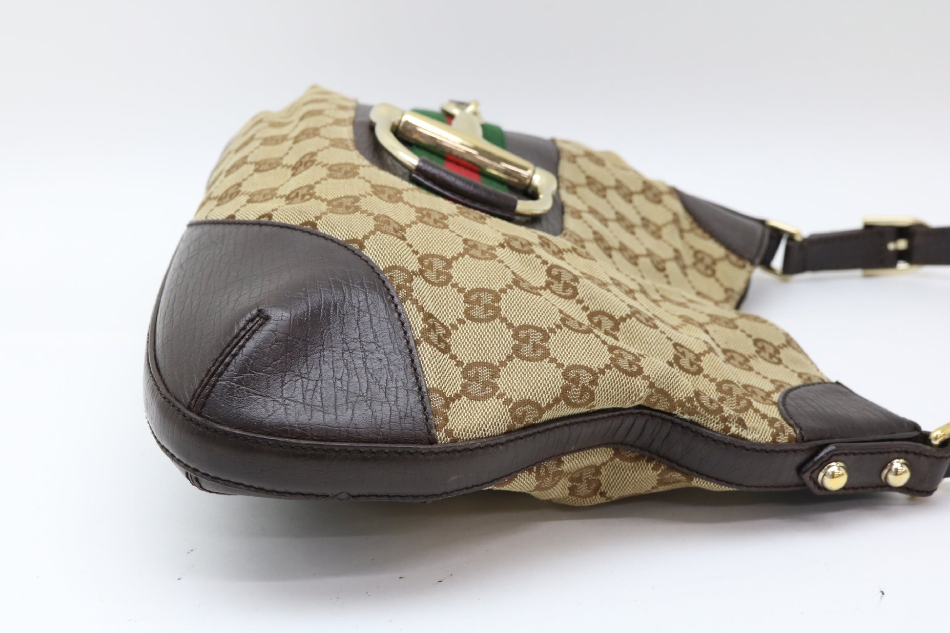 GUCCI GG Canvas Sherry Horsebit Shoulder Bag