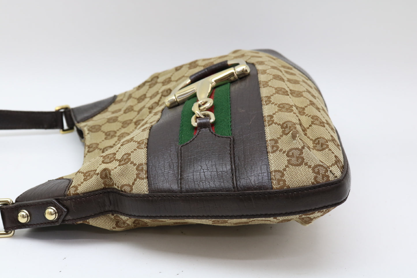 GUCCI GG Canvas Sherry Horsebit Shoulder Bag