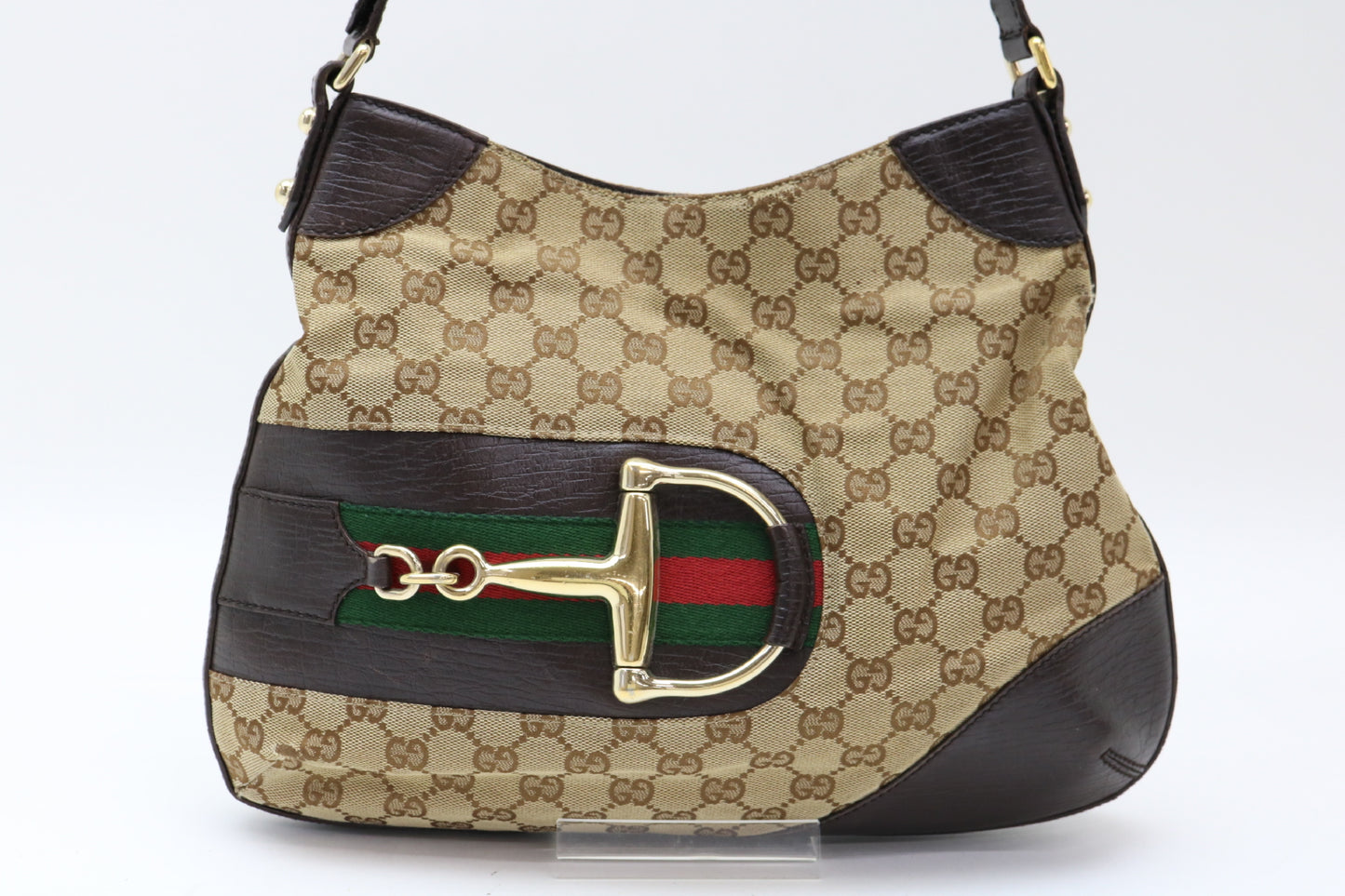 GUCCI GG Canvas Sherry Horsebit Shoulder Bag