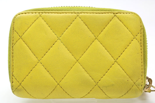 CHANEL Lambskin Matelasse Zippy Coin Case