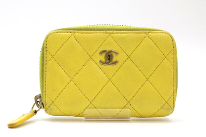 CHANEL Lambskin Matelasse Zippy Coin Case