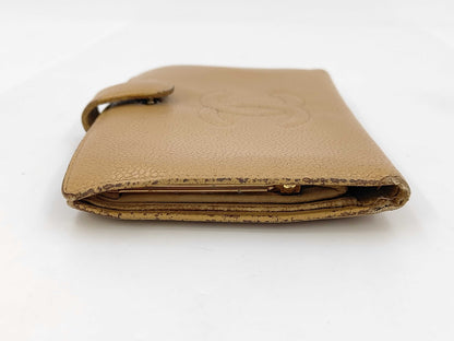 CHANEL Caviar Leather Bi-Fold Clasp Long Wallet