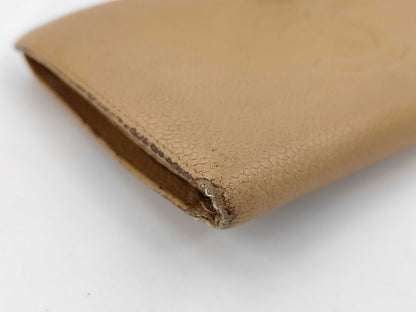 CHANEL Caviar Leather Bi-Fold Clasp Long Wallet