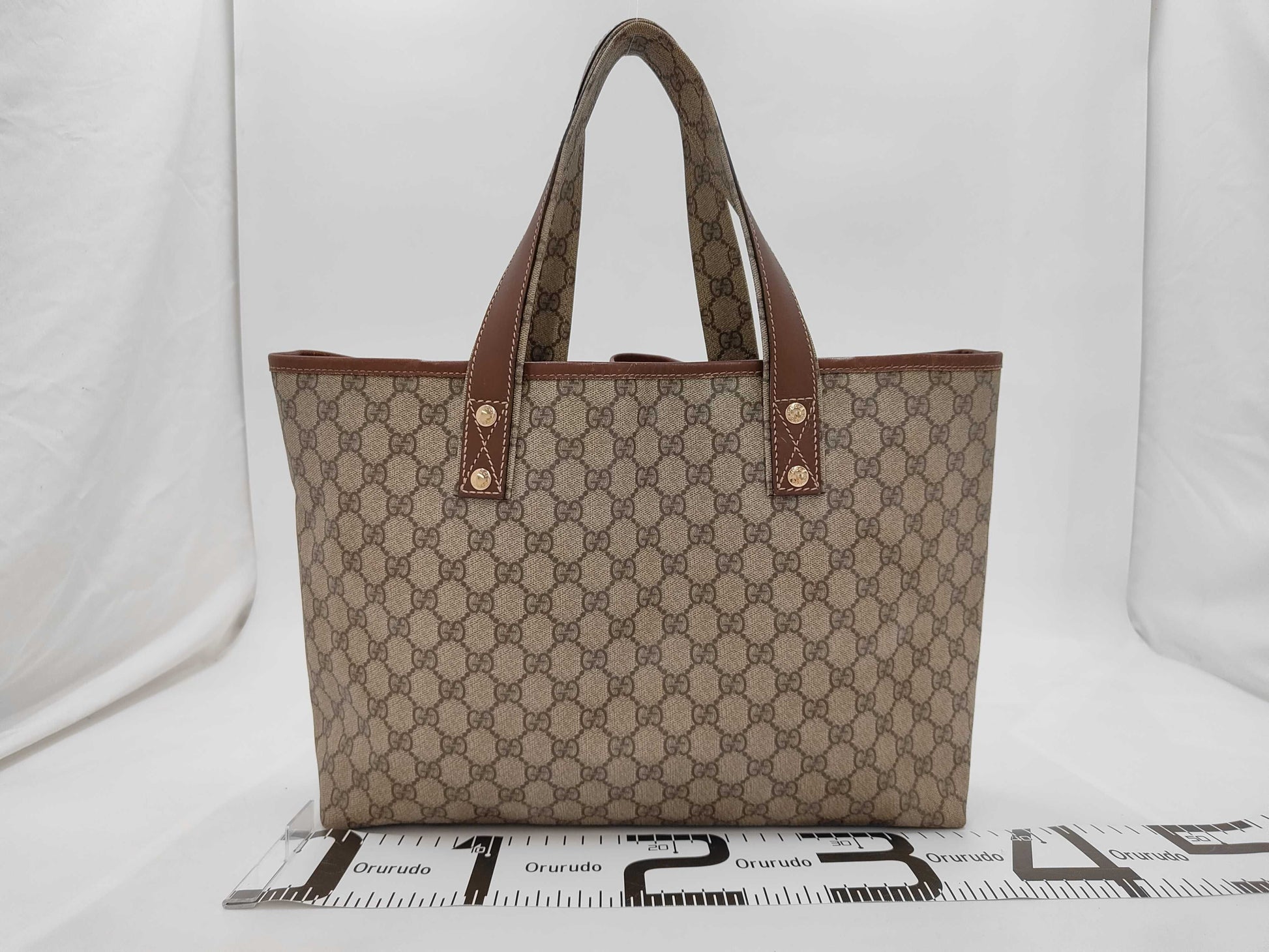 GUCCI GG Supreme 211134 Sherry Line PVC Leather Tote Bag