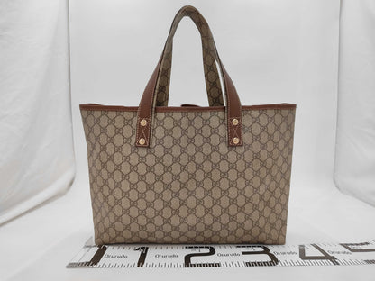 GUCCI GG Supreme 211134 Sherry Line PVC Leather Tote Bag